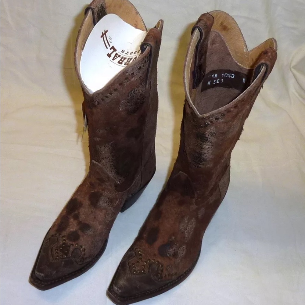 Sonora Riley Rough Out Snip Toe Cowboy Boots
